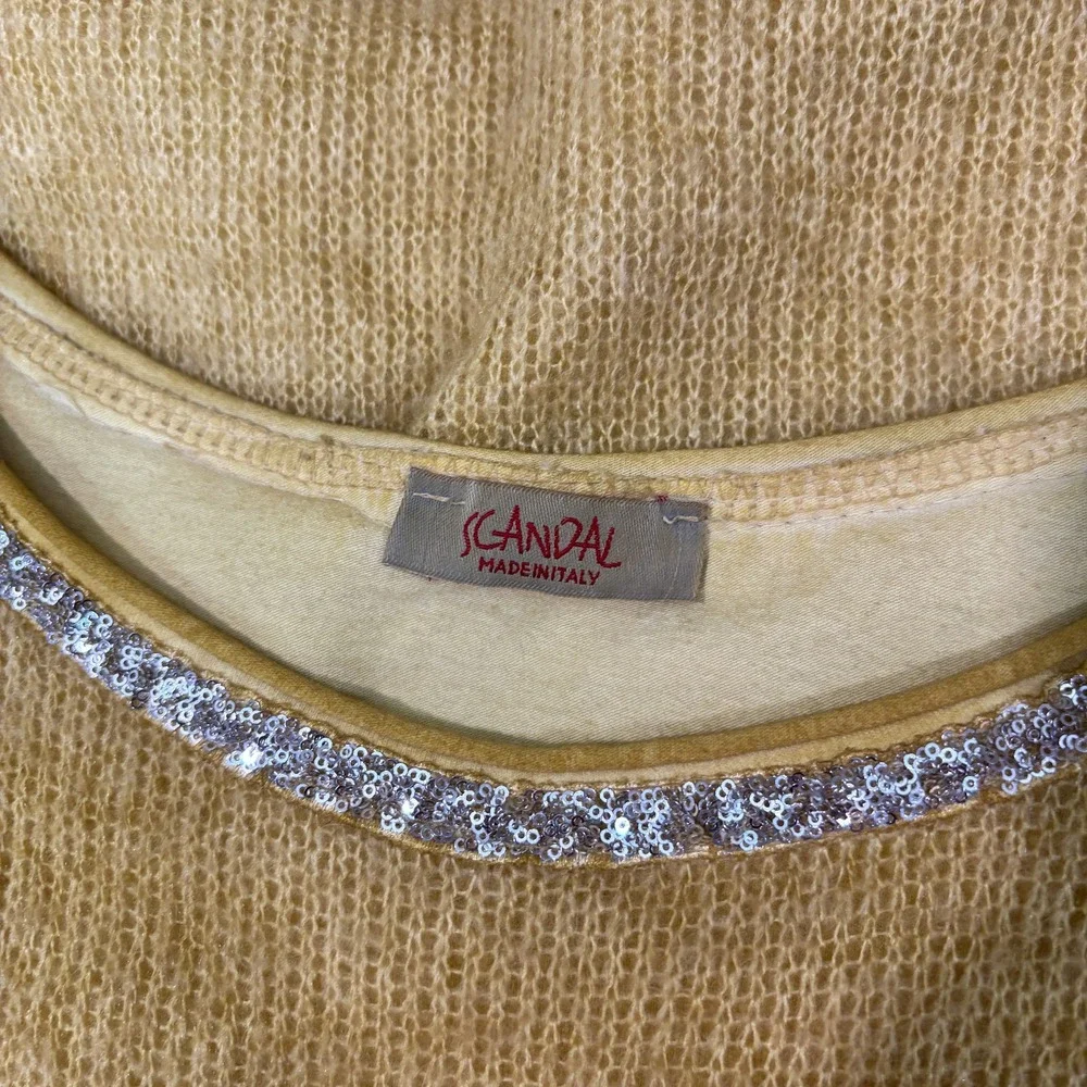 Scandal Women's XL Sweater Yellow Mohair Lady Pullover Jumper‎ Cozy Italy Made
